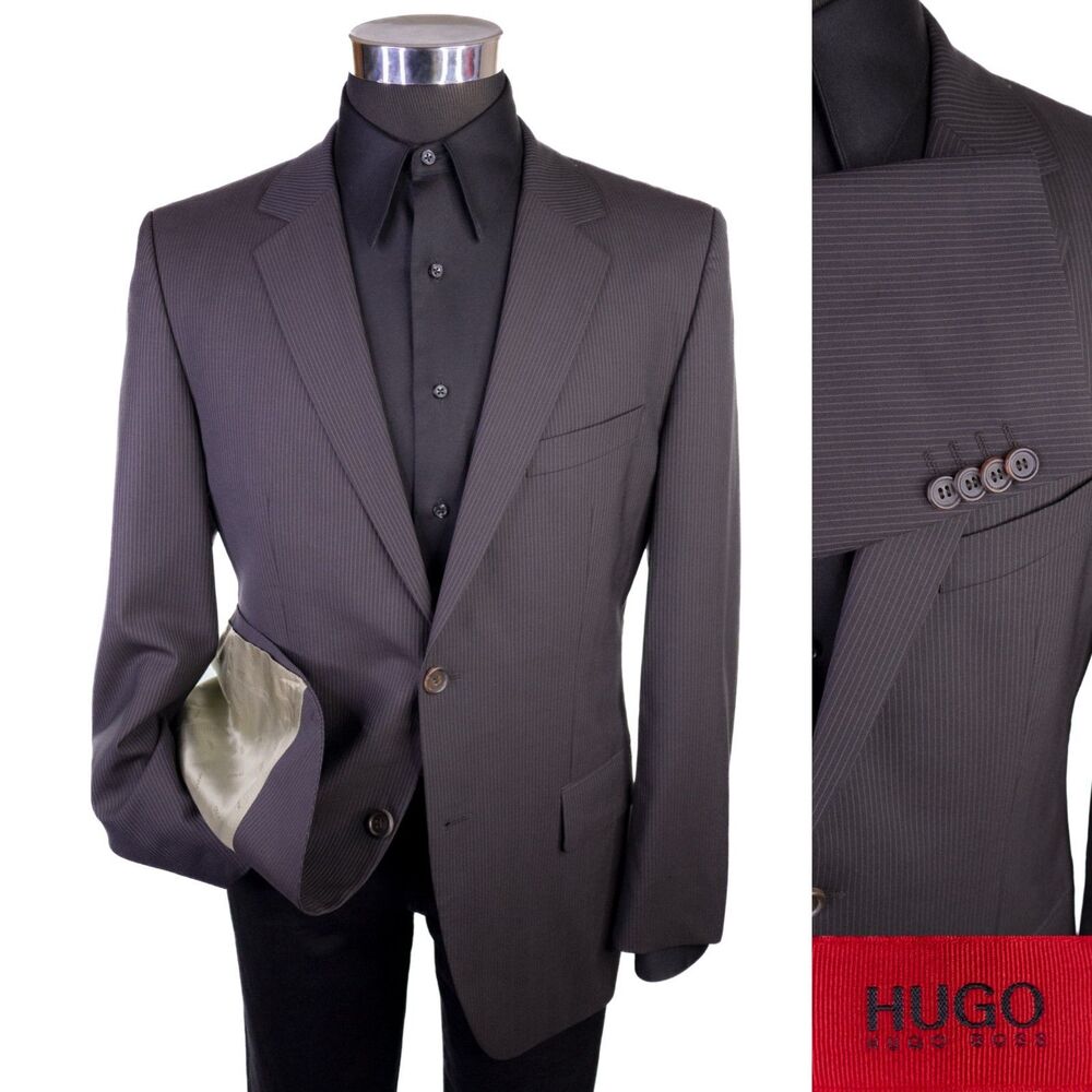 Hugo Boss Aamon/Hago Blazer Sport Coat 40S Brown Striped Wool 2-Button Jacket